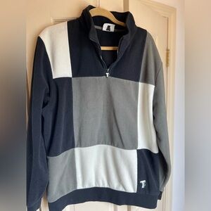 Teddy Fresh Black, Gray, and White Zip-Up Sweater